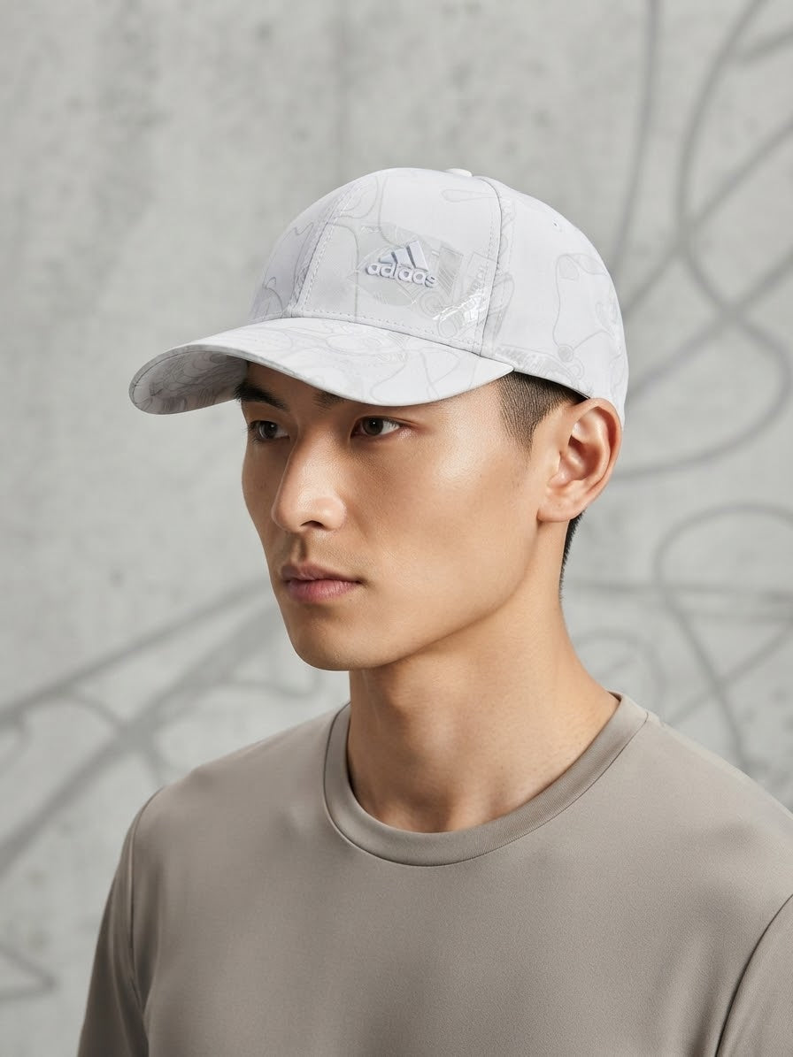 Adidas Embossed Logo Pattern Curved Brim Cap
