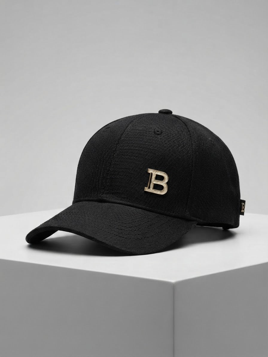 Signature Black Structured Cap – Gold "B" Accent⁠