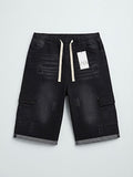 Men's Black Denim Cargo Shorts