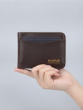 KAIHUA Men's Brown PU Leather Compact Zipper Wallet with Card Slots and ID Window