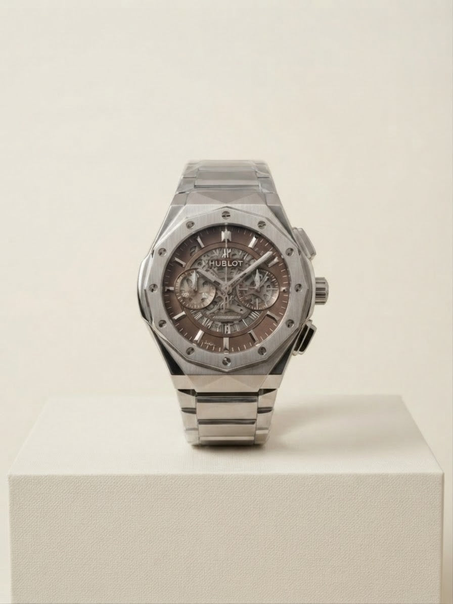 Stainless Steel Luxury Watch featuring Hublot Skeleton Dial